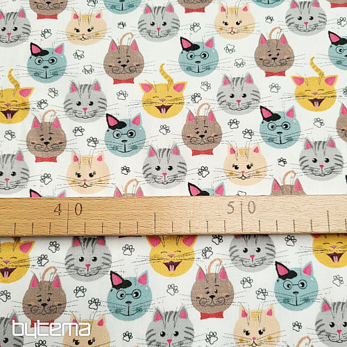 Satin de coton pour enfants, imprimé numérique CHATS