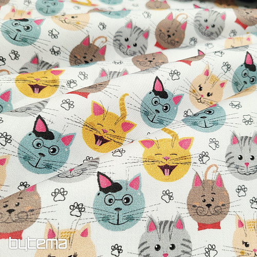 Satin de coton pour enfants, imprimé numérique CHATS