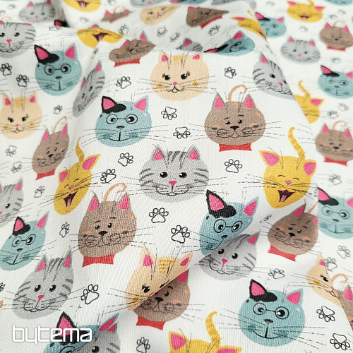 Satin de coton pour enfants, imprimé numérique CHATS