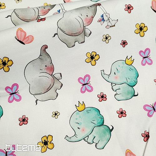 Satin de coton pour enfants, imprimé numérique ÉLÉPHANTS