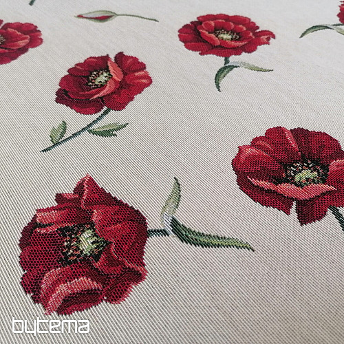 Tissu à tapisserie LOUP COQUELICOT
