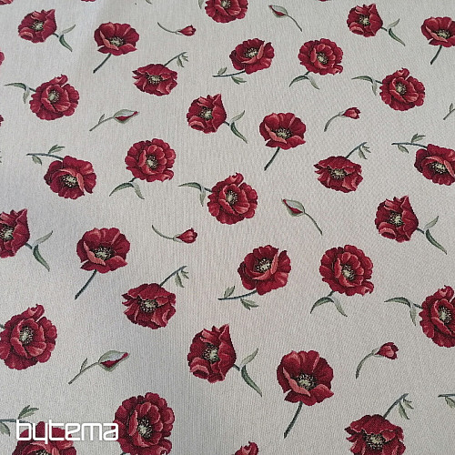 Tissu à tapisserie LOUP COQUELICOT