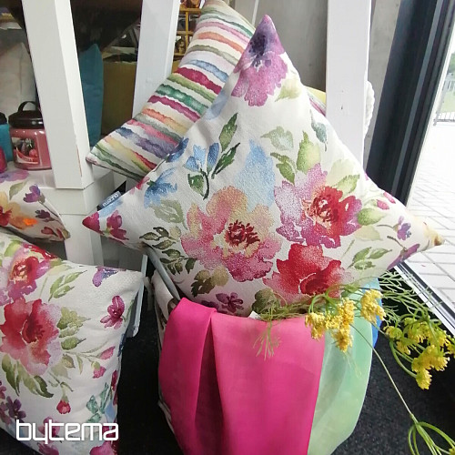Housse de coussin tapisserie FLEURS PASTEL