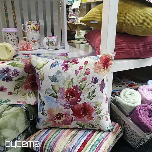 Housse de coussin tapisserie FLEURS PASTEL