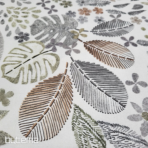 Tissu déco MELIA FEUILLES marron