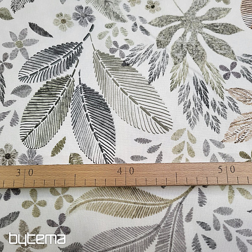 Tissu déco MELIA FEUILLES marron