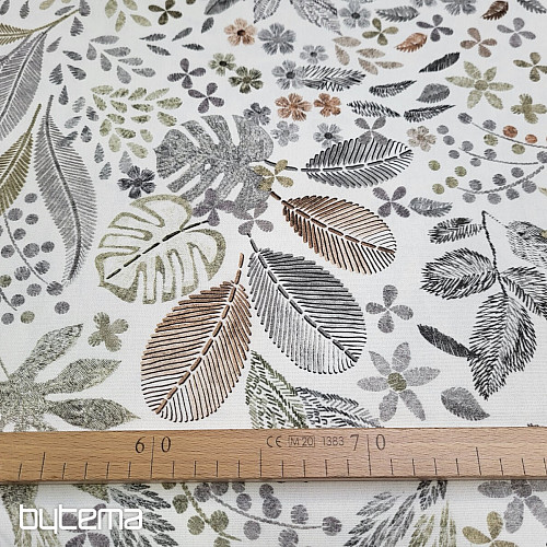 Tissu déco MELIA FEUILLES marron
