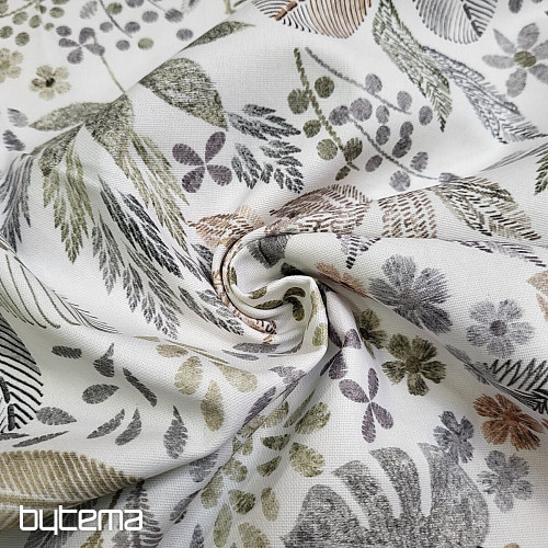 Tissu déco MELIA FEUILLES marron