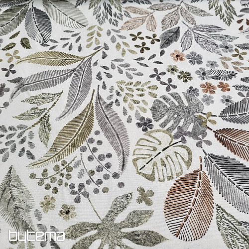 Tissu déco MELIA FEUILLES marron