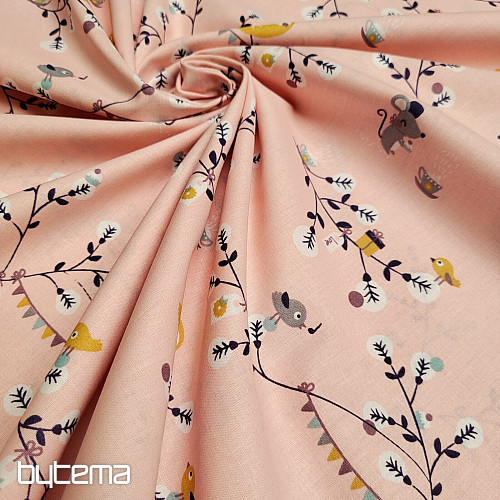 Tissu coton FOX rose