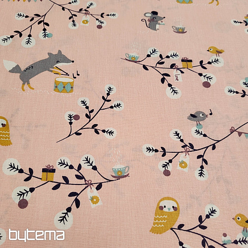 Tissu coton FOX rose