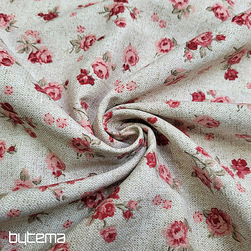 Tissu déco ROSE rouge