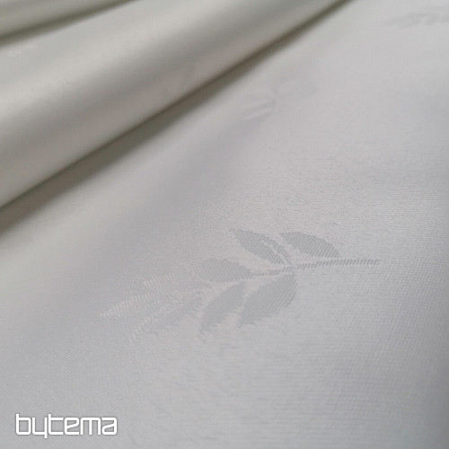 Tissu déco FEUILLES blanc
