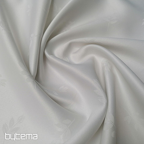 Tissu déco FEUILLES blanc