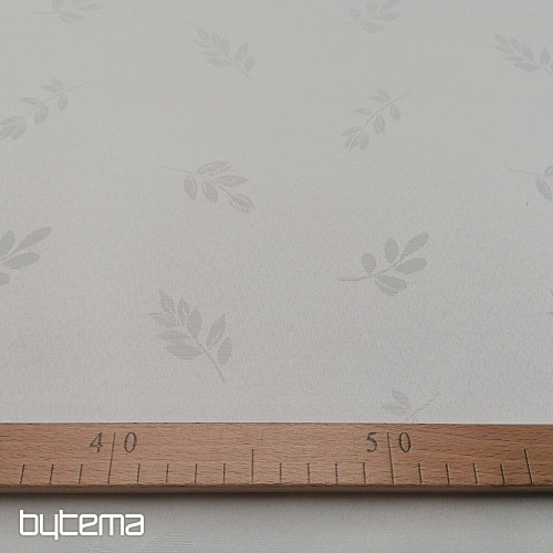 Tissu déco FEUILLES blanc