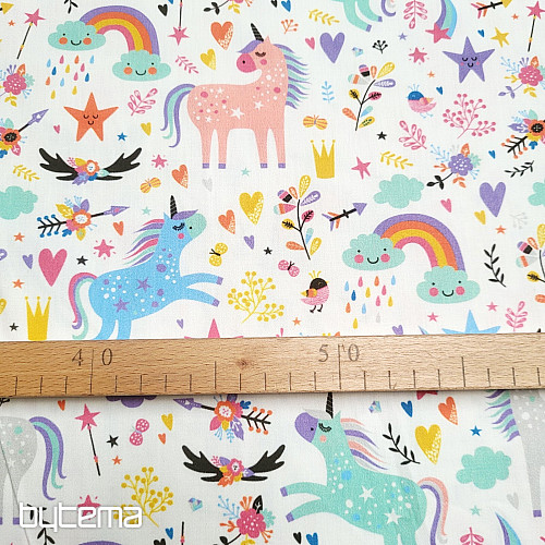 Satin de coton pour enfants LICORNES numérique