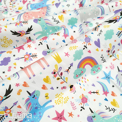 Satin de coton pour enfants LICORNES numérique