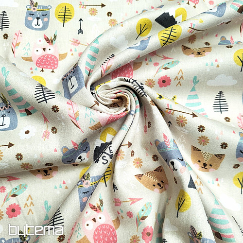 Satin de coton pour enfants ANIMAUX DE LA FORÊT numérique