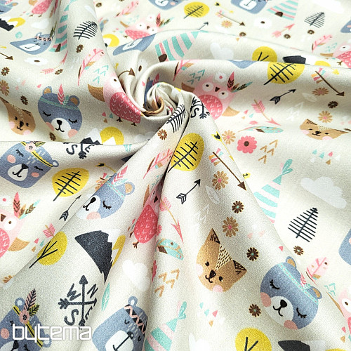 Satin de coton pour enfants ANIMAUX DE LA FORÊT numérique