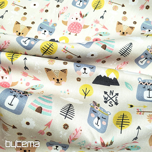 Satin de coton pour enfants ANIMAUX DE LA FORÊT numérique