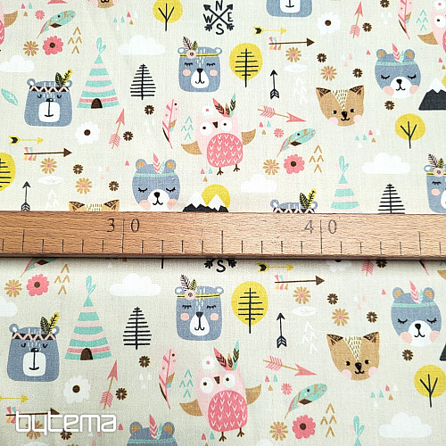 Satin de coton pour enfants ANIMAUX DE LA FORÊT numérique
