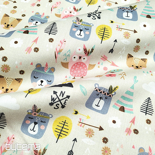 Satin de coton pour enfants ANIMAUX DE LA FORÊT numérique