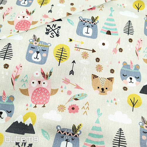 Satin de coton pour enfants ANIMAUX DE LA FORÊT numérique
