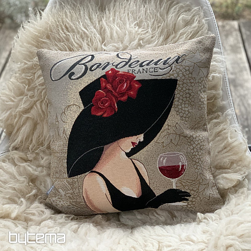 Housse de coussin tapisserie LADY BORDEAUX