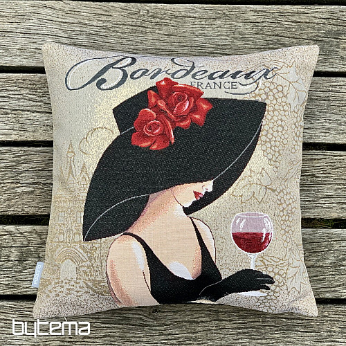Housse de coussin tapisserie LADY BORDEAUX