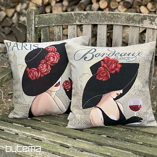 Housse de coussin tapisserie LADY BORDEAUX