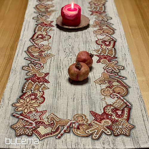 Nappe et écharpe en tapisserie PAIN DÉPICES DE NOËL