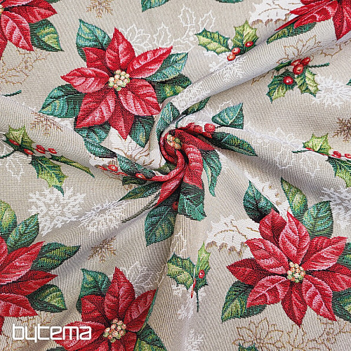 Tissu à tapisserie ÉTOILE DE NOËL rouge