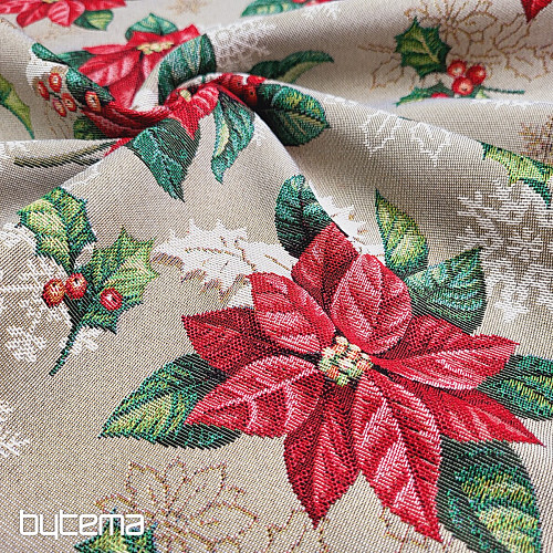 Tissu à tapisserie ÉTOILE DE NOËL rouge