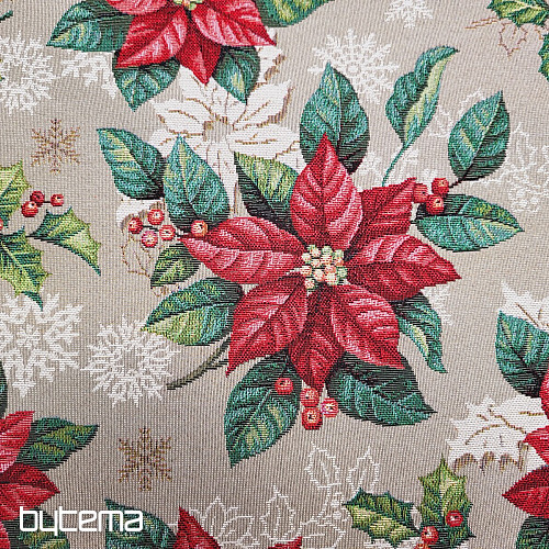 Tissu à tapisserie ÉTOILE DE NOËL rouge