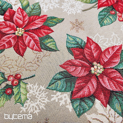 Tissu à tapisserie ÉTOILE DE NOËL rouge