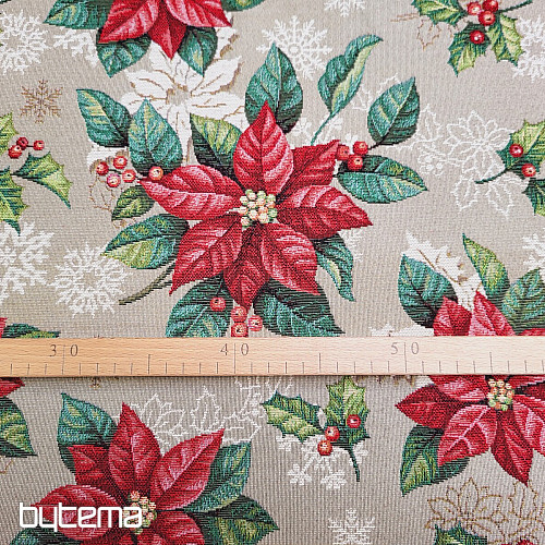 Tissu à tapisserie ÉTOILE DE NOËL rouge