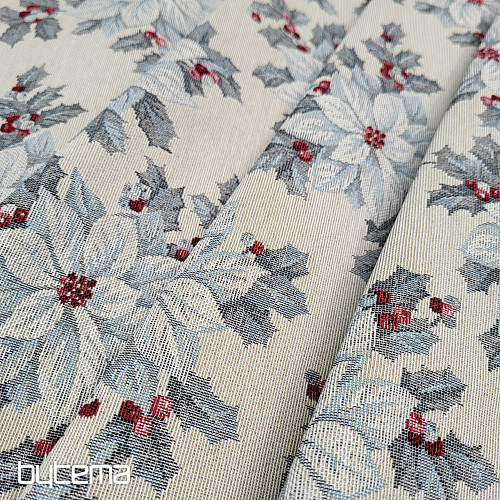 Tissu à tapisserie ÉTOILE DE NOËL argent