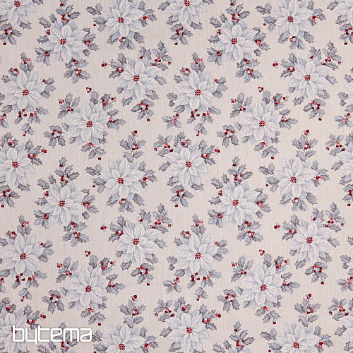 Tissu à tapisserie ÉTOILE DE NOËL argent