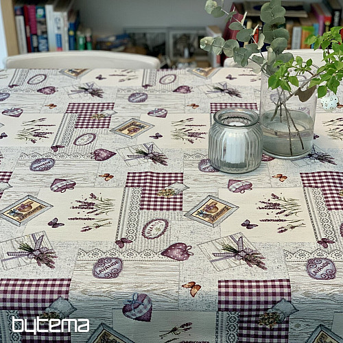 Nappe et châle tapisserie lavande Provence