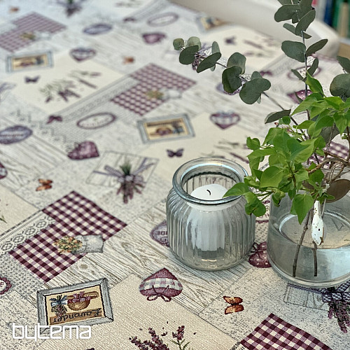 Nappe et châle tapisserie lavande Provence