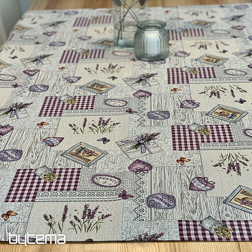 Nappe et châle tapisserie lavande Provence