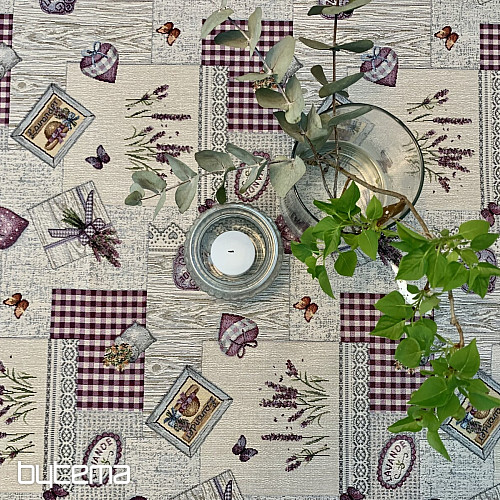 Nappe et châle tapisserie lavande Provence
