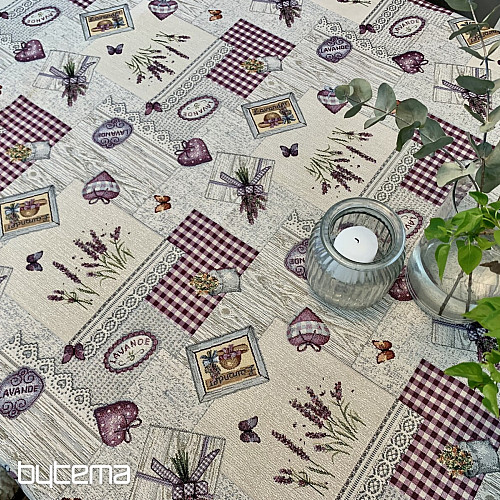 Nappe et châle tapisserie lavande Provence