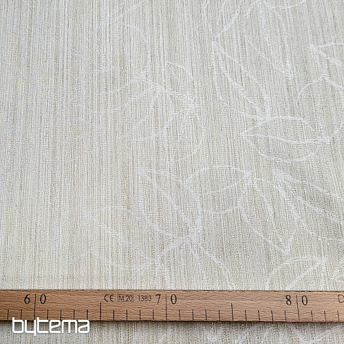 Tissu décoratif FLORENTI feuilles crème