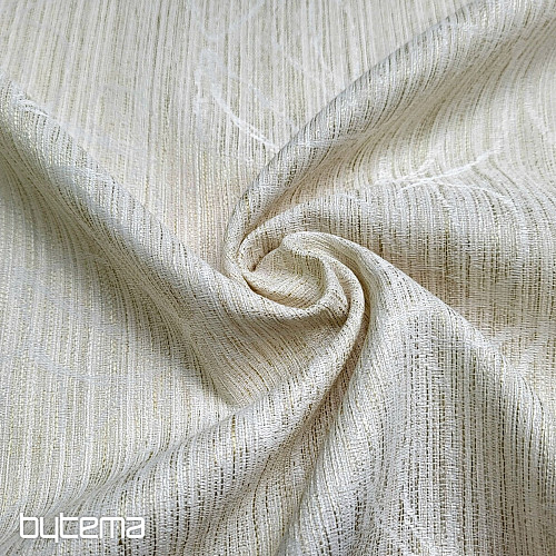 Tissu décoratif FLORENTI feuilles crème