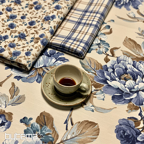 Nappe LAURA - grandes fleurs bleues