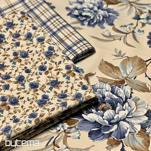 Nappe LAURA - grandes fleurs bleues