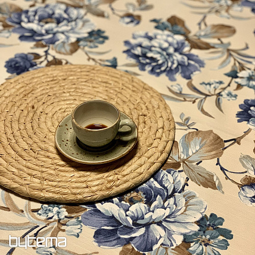 Nappe LAURA - grandes fleurs bleues