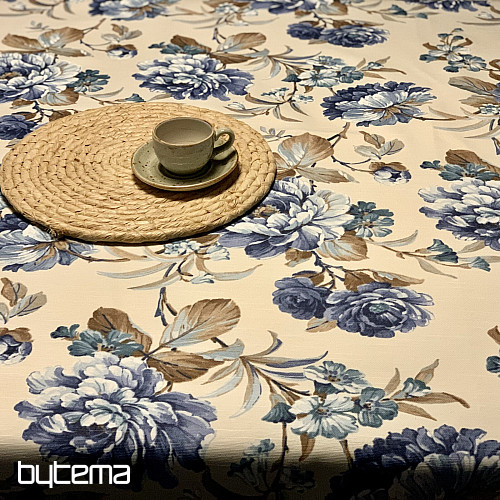 Nappe LAURA - grandes fleurs bleues