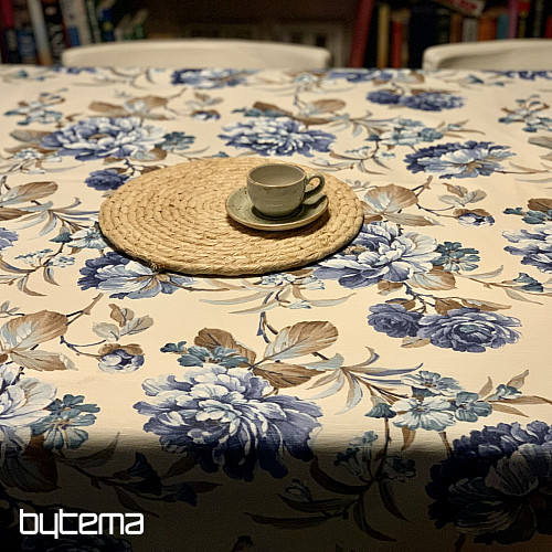 Nappe LAURA - grandes fleurs bleues